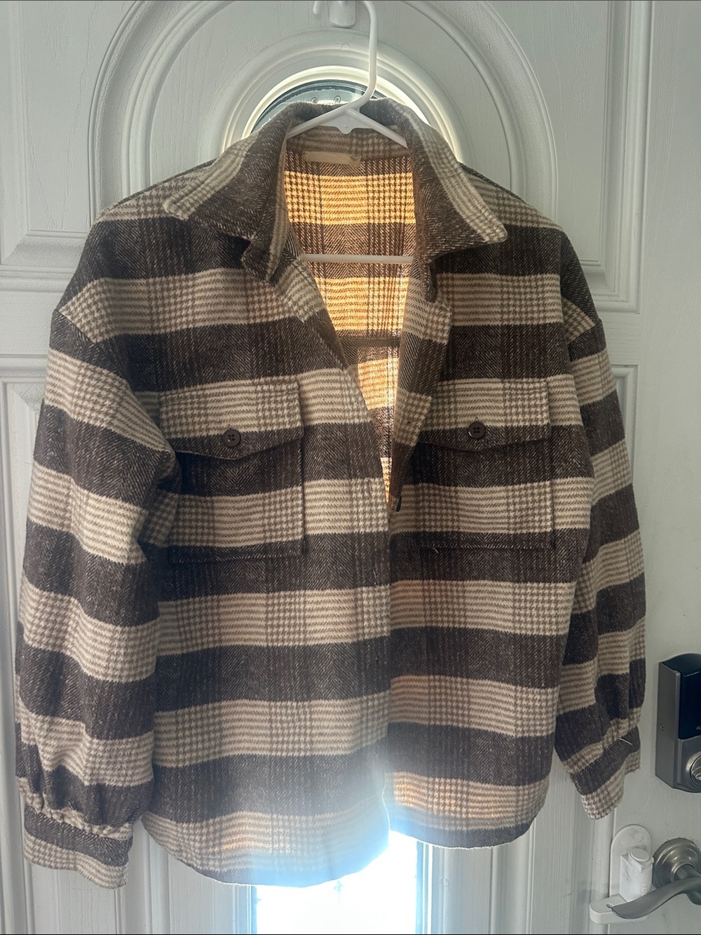 Altar'd State Brown & Cream Plaid Shacket